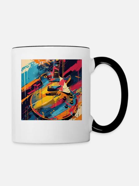 Gitarre - Tasse zweifarbig - Weiß/Schwarz