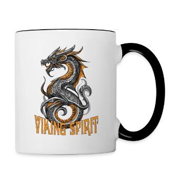 Viking Spirit Drache Dragon Wikinger Vikings - Contrasting Mug - white/black - Right