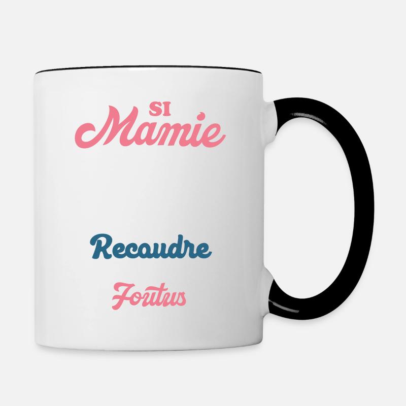 Mamie couturière - Mug contrasté - blanc/noir
