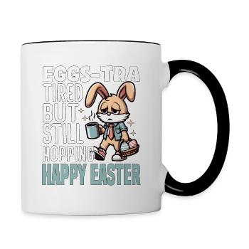 EGGS-TRA TIRED BUT STILL HOPPING HAPPY EASTER - Contrasting Mug - white/black - Right