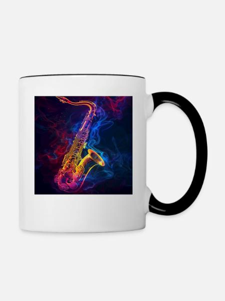 Saxophon - Tasse zweifarbig - Weiß/Schwarz