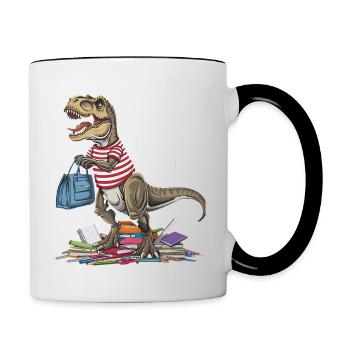 Funny Outfit teacher & student 100 days of school - Contrasting Mug - white/black - Right