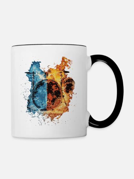 Schlagzeug - Tasse zweifarbig - Weiß/Schwarz