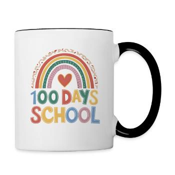 100 jours à l’école Enseignant enfants et garçons - Mug contrasté - blanc/noir - Droite
