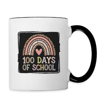 100 jours à l’école Enseignant enfants et garçons - Mug contrasté - blanc/noir - Droite