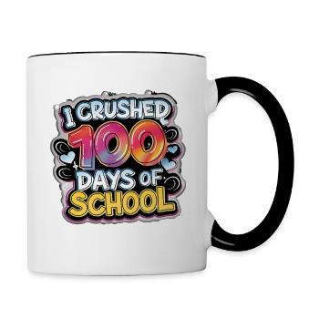 100 jours à l’école Enseignant enfants et garçons - Mug contrasté - blanc/noir - Droite
