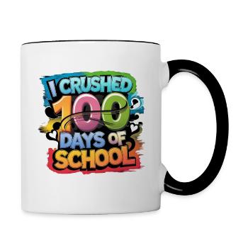 100 jours à l’école Enseignant enfants et garçons - Mug contrasté - blanc/noir - Droite