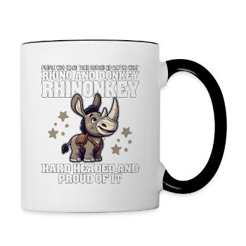 HARTKÖPFIG UND STOLZ DARAUF - NASHORN UND ESEL - Tasse zweifarbig - Weiß/Schwarz - Rechts
