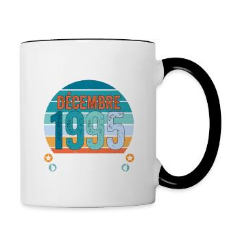 29e anniversaire Décembre 1995 idée Cadeau 29 ans - Mug contrasté - blanc/noir - Droite