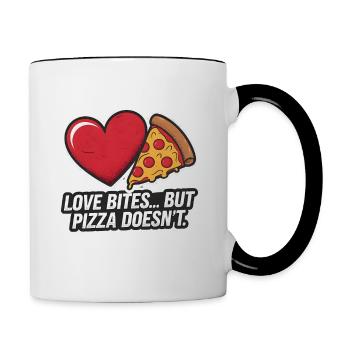 Pizza à la Saint-Valentin mieux que l’amour drôle - Mug contrasté - blanc/noir - Droite