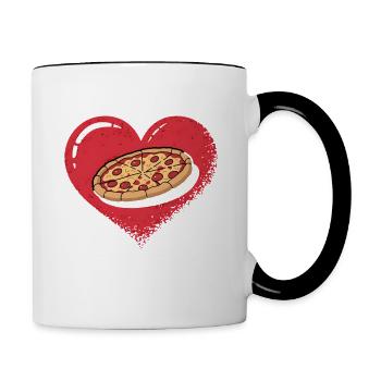 Pizza à la Saint-Valentin mieux que l’amour drôle - Mug contrasté - blanc/noir - Droite