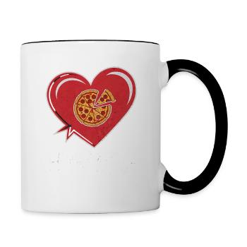 Pizza à la Saint-Valentin mieux que l’amour drôle - Mug contrasté - blanc/noir - Droite