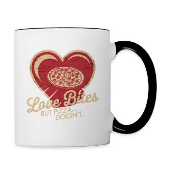 Pizza à la Saint-Valentin mieux que l’amour drôle - Mug contrasté - blanc/noir - Droite