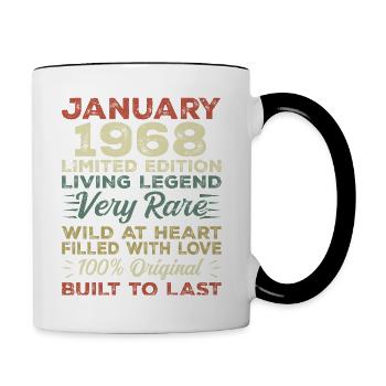 January 1968 birthday - January 1968, January 1968 - Contrasting Mug - white/black - Right