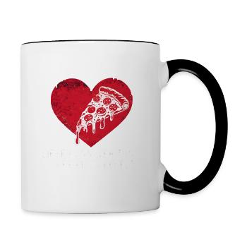 Love Hurts Breakup Valentine's Day Pizza Regulates - Contrasting Mug - white/black - Right