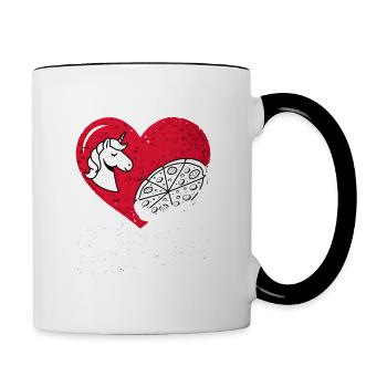 Love Hurts Breakup Valentine's Day Pizza Regulates - Contrasting Mug - white/black - Right
