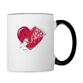 Love Hurts Breakup Valentine's Day Pizza Regulates - Contrasting Mug - white/black - Right