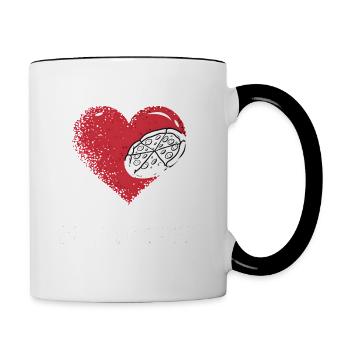 Love Hurts Breakup Valentine's Day Pizza Regulates - Contrasting Mug - white/black - Right