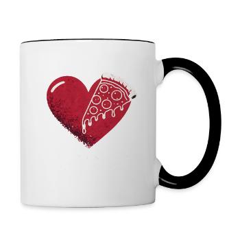 Liebe tut weh Trennung Valentinstag Pizza regelt - Tasse zweifarbig - Weiß/Schwarz - Rechts
