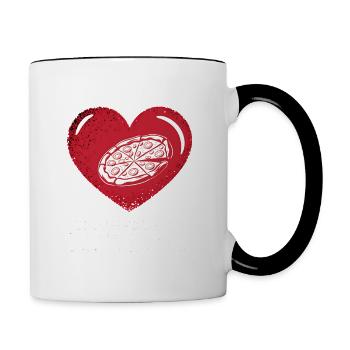 Love Hurts Breakup Valentine's Day Pizza Regulates - Contrasting Mug - white/black - Right