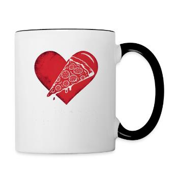 Love Hurts Breakup Valentine's Day Pizza Regulates - Contrasting Mug - white/black - Right