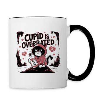 Single Valentinstag Liebe Amor lustiges Spruch - Tasse zweifarbig - Weiß/Schwarz - Rechts