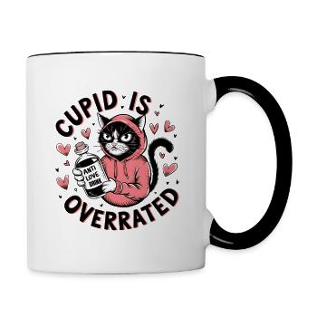 Single Valentinstag Liebe Amor lustiges Spruch - Tasse zweifarbig - Weiß/Schwarz - Rechts