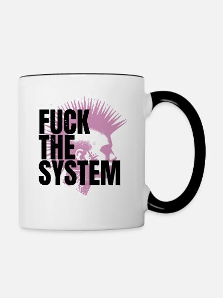 Fuck the System - Tasse zweifarbig - Weiß/Schwarz
