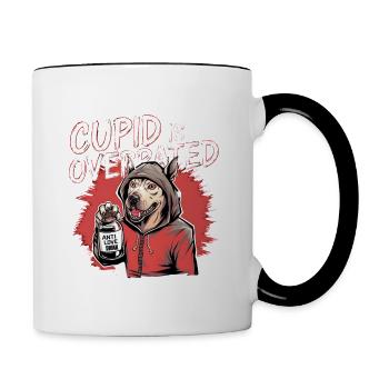 Single Valentine's Day Love Cupid Funny Saying - Contrasting Mug - white/black - Right