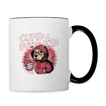 Single Valentinstag Liebe Amor lustiges Spruch - Tasse zweifarbig - Weiß/Schwarz - Rechts