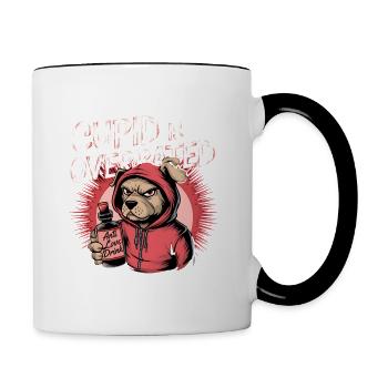 Single Valentinstag Liebe Amor lustiges Spruch - Tasse zweifarbig - Weiß/Schwarz - Rechts