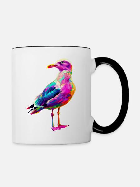 Möwe - Tasse zweifarbig - Weiß/Schwarz