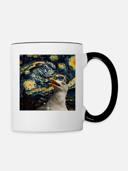 Möwe - Tasse zweifarbig - Weiß/Schwarz