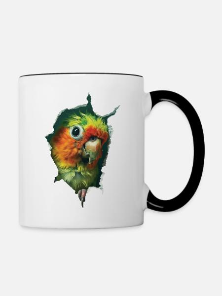Sittiche - Tasse zweifarbig - Weiß/Schwarz