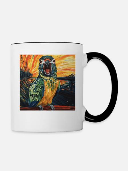 Sittiche - Tasse zweifarbig - Weiß/Schwarz