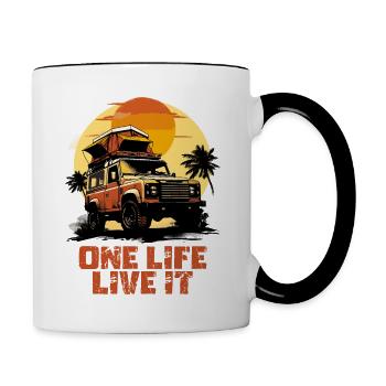 Defender 4x4 One Life Live It Land - Rover Car - Tasse zweifarbig - Weiß/Schwarz - Rechts