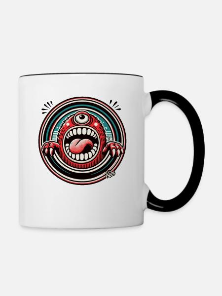 Verrücktes Lustiges Monster Cyclops - Tasse zweifarbig - Weiß/Schwarz