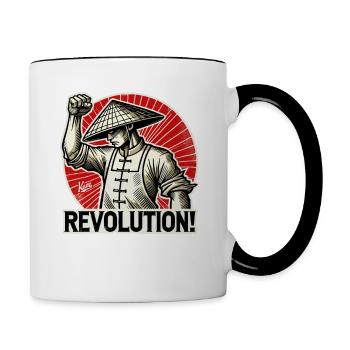 Rice and Rice Farmers Revolution Fist Up - Contrasting Mug - white/black - Right