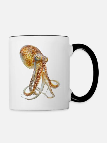 Tintenfisch - Tasse zweifarbig - Weiß/Schwarz