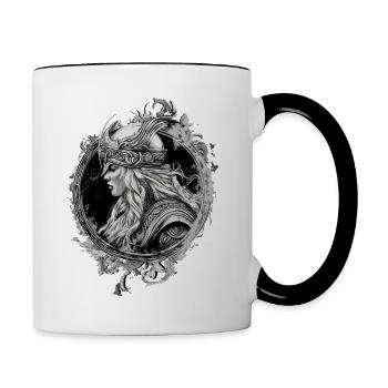 Viking Teutonic Guerrier Bouclier Vikings - Mug contrasté - blanc/noir - Droite