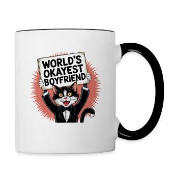 Partner Schatz Valentinstag Liebe lustiger Spruch - Tasse zweifarbig - Weiß/Schwarz - Rechts