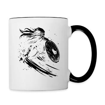 Shield Maiden Viking Vikings Viking Warrior 2 - Contrasting Mug - white/black - Right