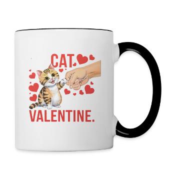 Célibataire & Chat Saint-Valentin Mon chat est mon valentin - Mug contrasté - blanc/noir - Droite