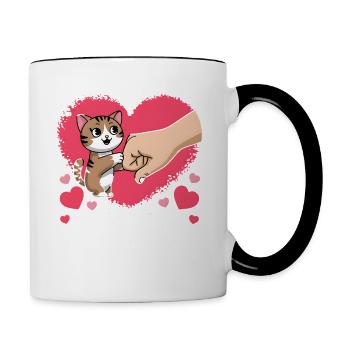 Célibataire & Chat Saint-Valentin Mon chat est mon valentin - Mug contrasté - blanc/noir - Droite