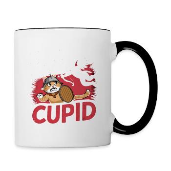 Célibataire & Anti Amour Saint-Valentin Pas aujourd’hui Cupidon - Mug contrasté - blanc/noir - Droite