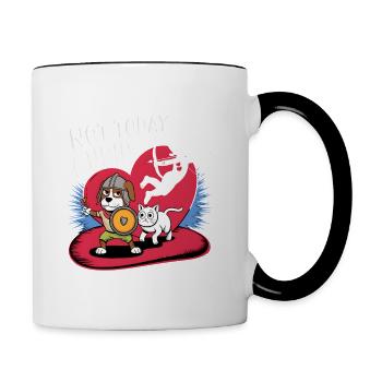 Single & Anti Liebe Valentinstag Not today cupid - Tasse zweifarbig - Weiß/Schwarz - Rechts