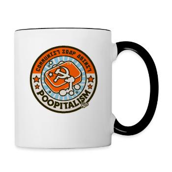 Parody: Communist soap against poopism - Contrasting Mug - white/black - Right