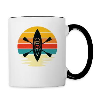 Retro Sunset Kayaking - Contrasting Mug - white/black - Right