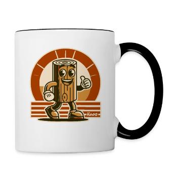 Bloc de bois joyeux, drôle de morceau de bois - Mug contrasté - blanc/noir - Droite