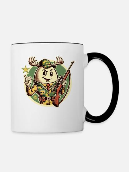 Jäger-Ei mit Hirschgeweih - Tasse zweifarbig - Weiß/Schwarz